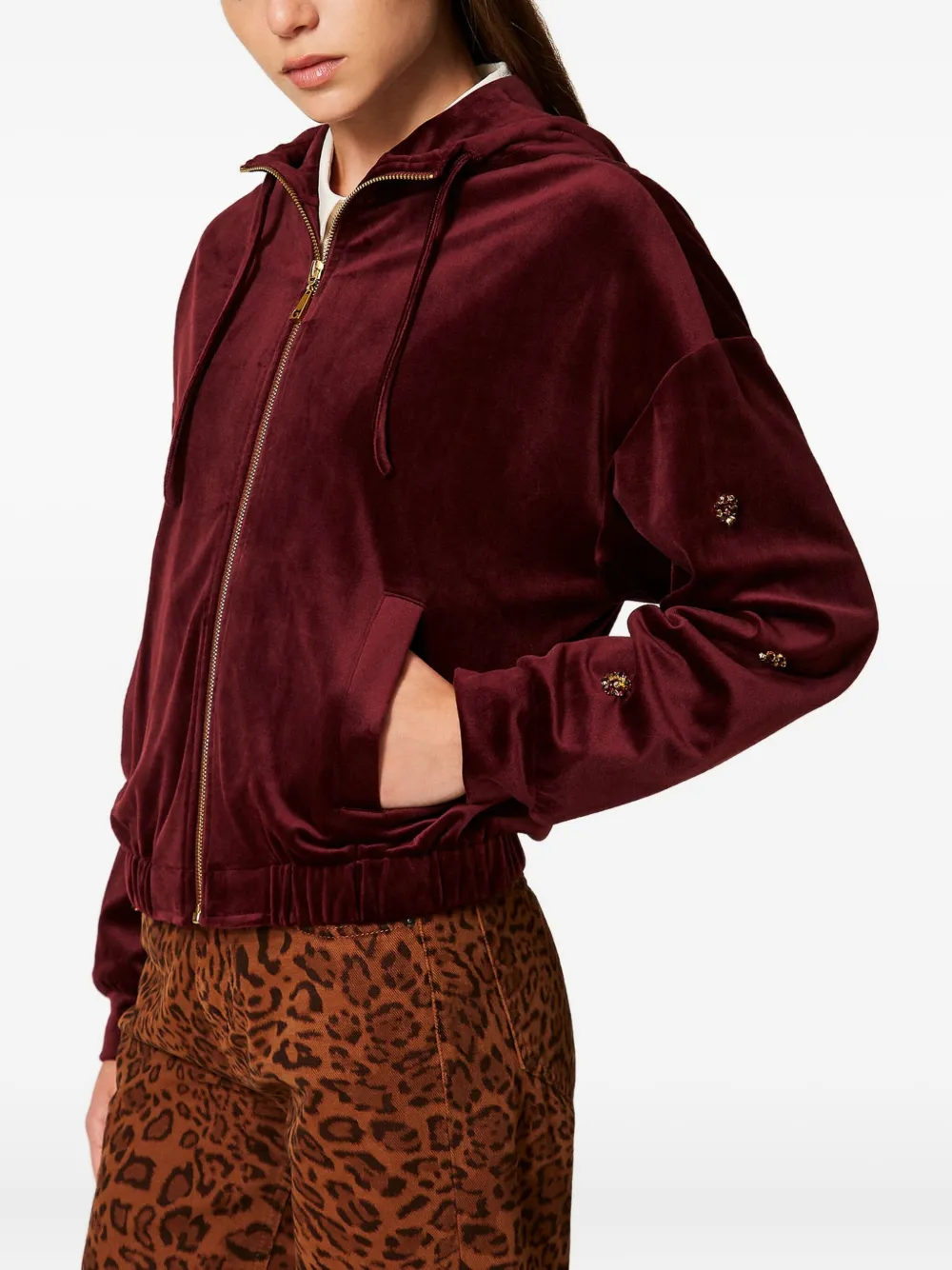 TWINSET Chenille hoodie Rood