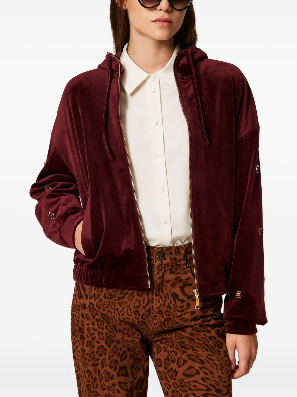 TWINSET Chenille hoodie Rood