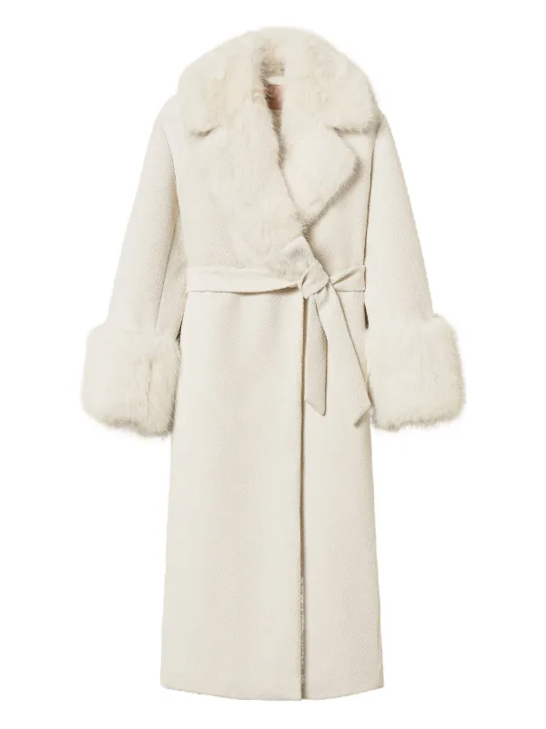TWINSET faux-fur-trimmed Belted Coat Neutrals FARFETCH PH