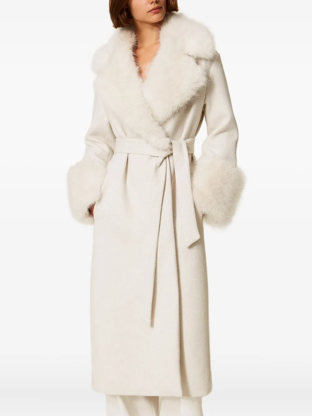 TWINSET faux-fur-trimmed belted coat | Single Breasted Coats | Image 2