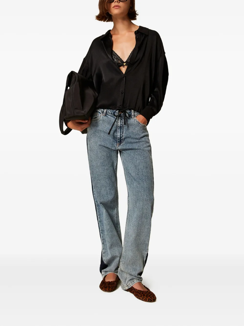 TWINSET button-fastening drawstring shirt - Zwart