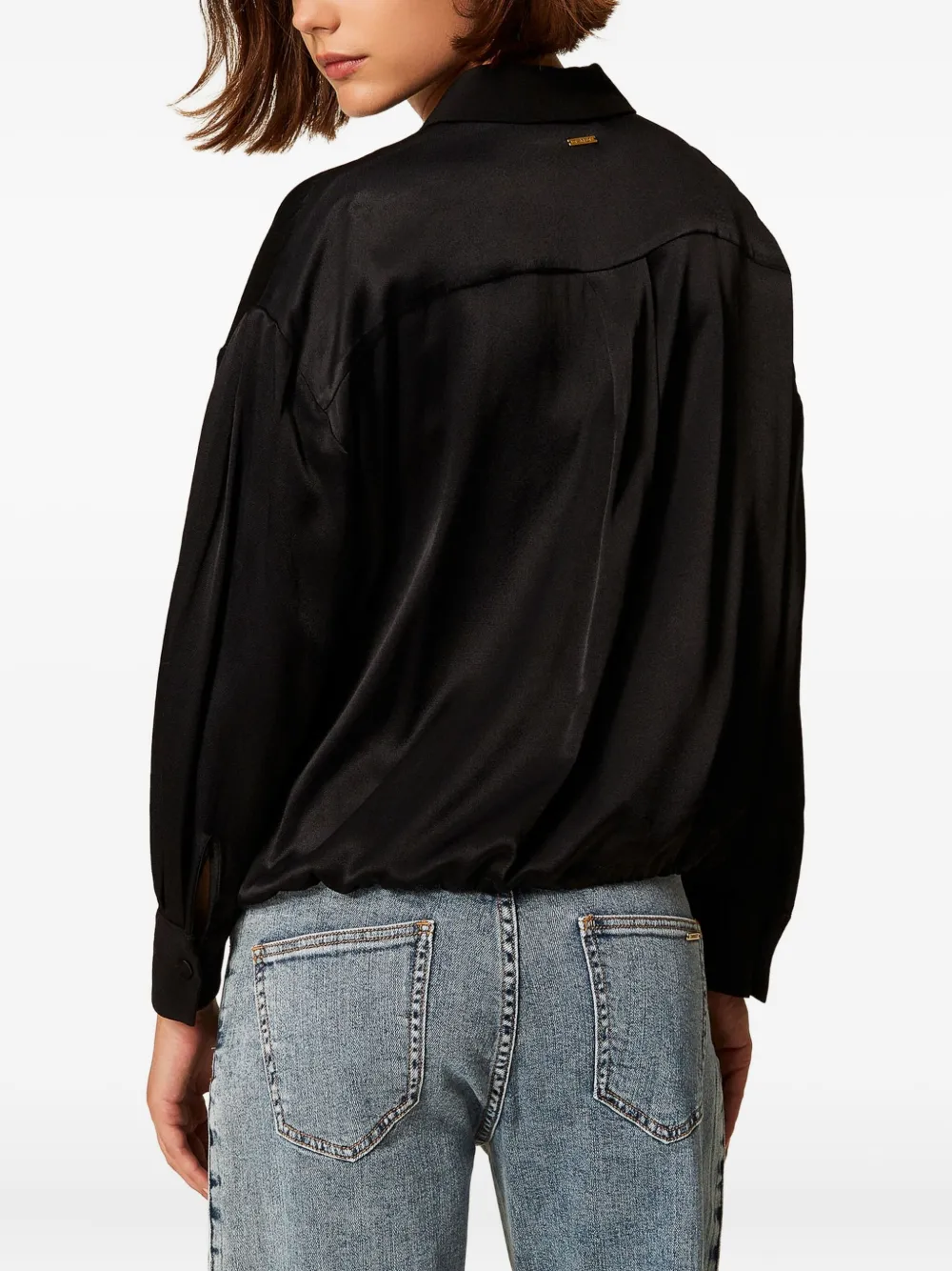 TWINSET Blouse met trekkoord en knoopsluiting Zwart