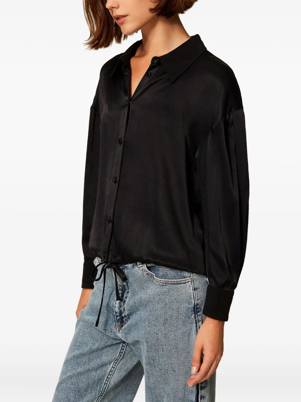 TWINSET Blouse met trekkoord en knoopsluiting Zwart