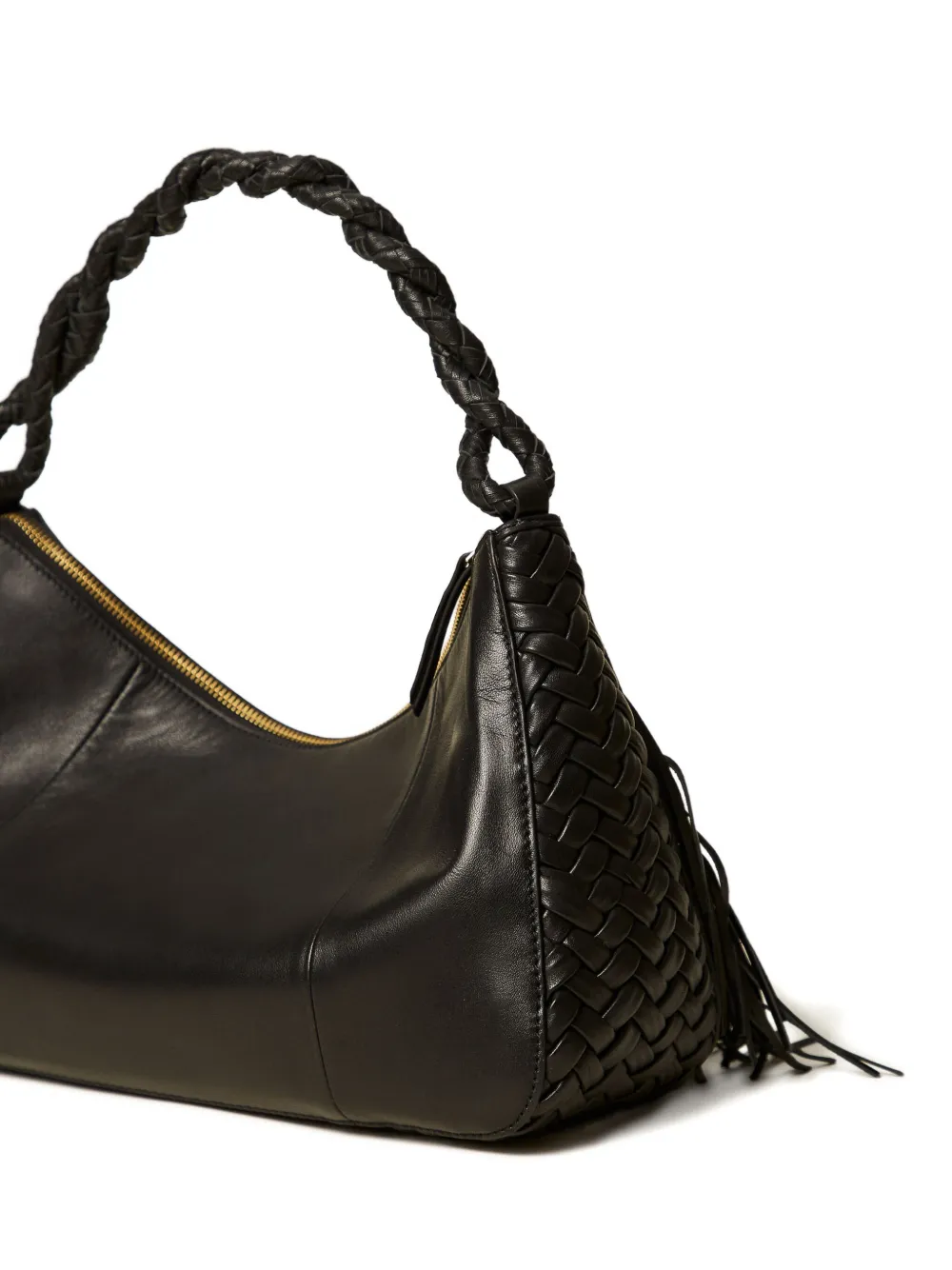 TWINSET Medium Liliane schoudertas met franje - Zwart