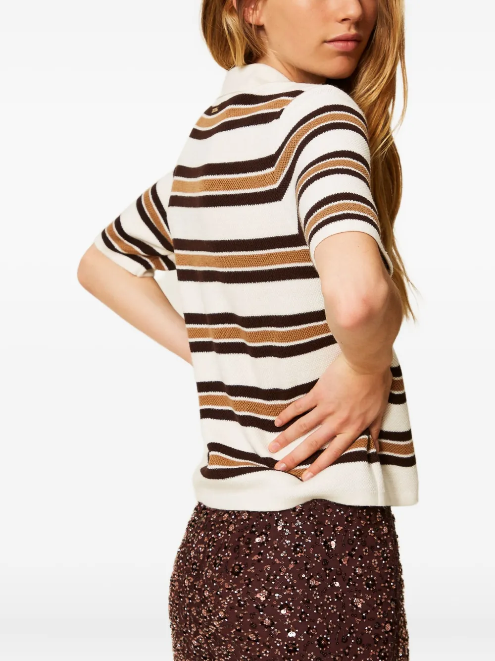 TWINSET Gestreepte polotop Wit