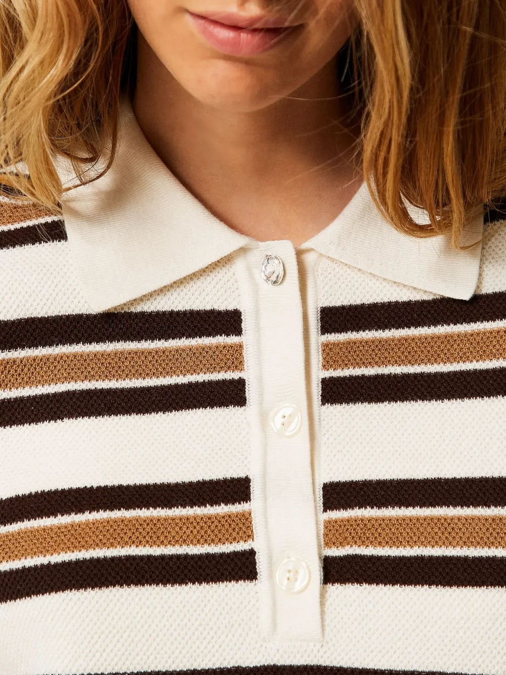 TWINSET Gestreepte polotop Wit