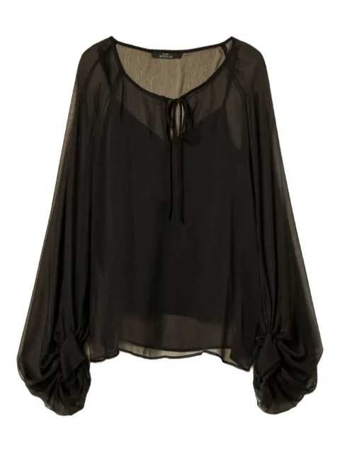 TWINSET tie-neck balloon-sleeve voile blouse