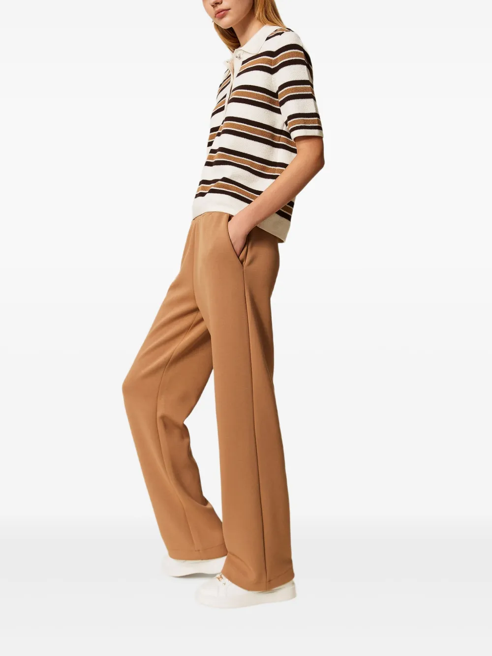 TWINSET Scuba broek met steekzakken Bruin