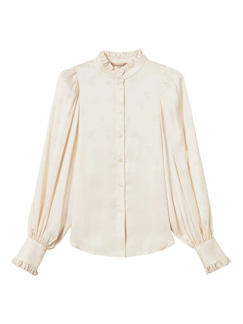 TWINSET jacquard-satin ruffled shirt | Neutrals | Image 1