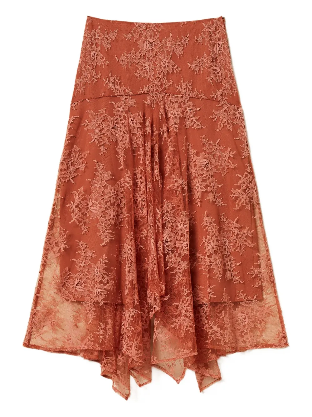 TWINSET lace mini asymmetric skirt | Orange | Image 1