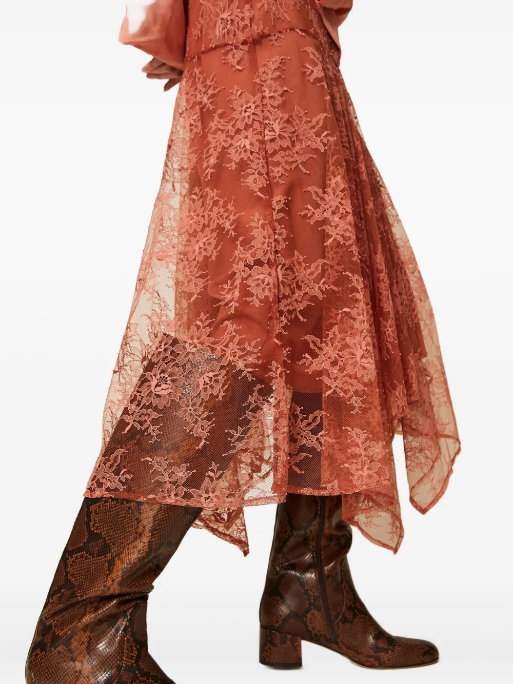 TWINSET Asymmetrische mini-rok met kant Oranje