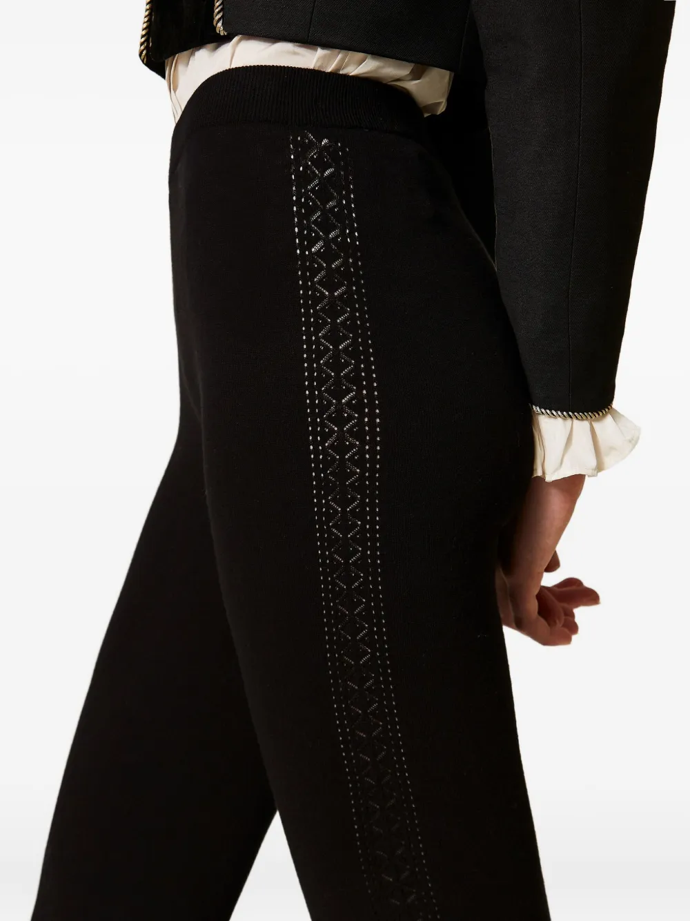TWINSET Gebreide legging met zijband Zwart