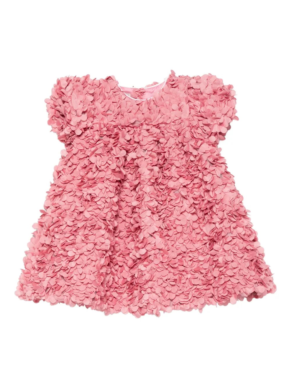 La Stupenderia petal-textured short-sleeve dress Roze