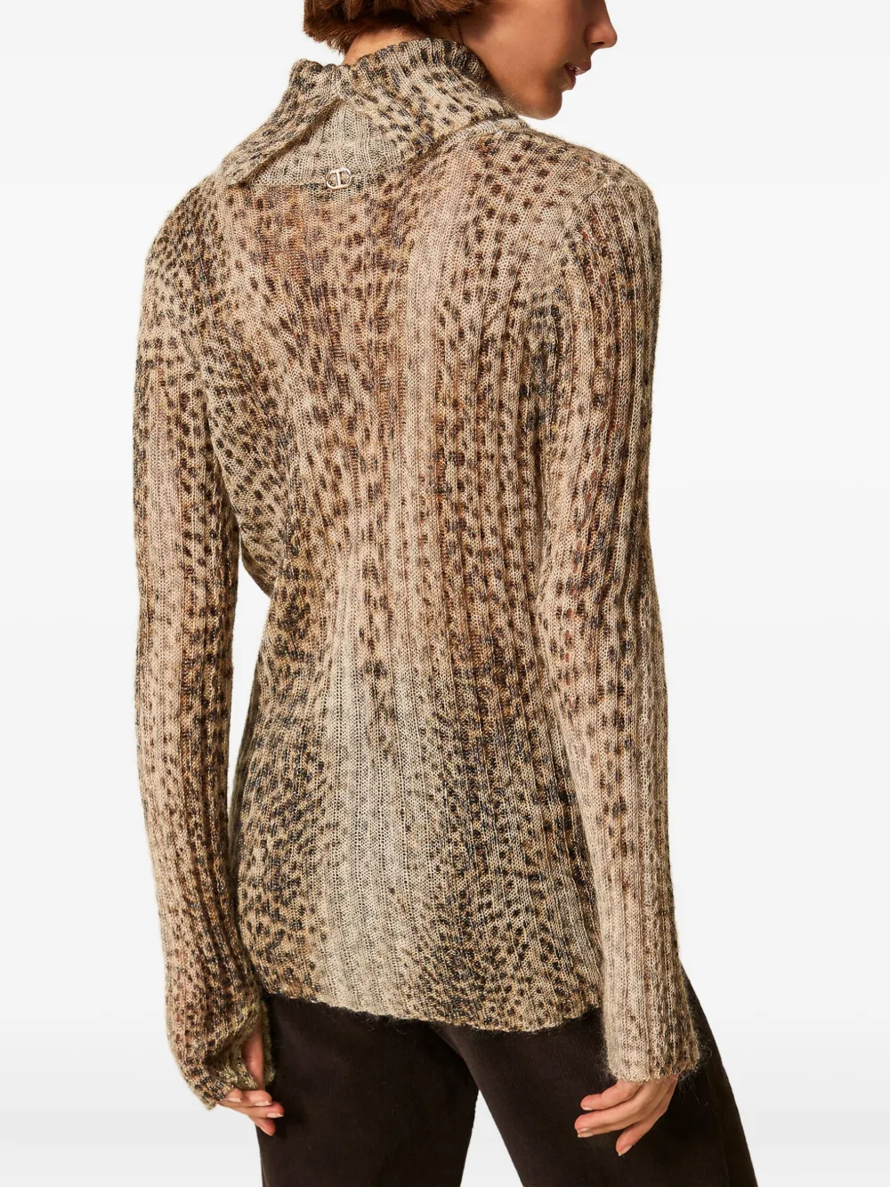 Twinset Roll-neck Leopard-print Jumper In Multi