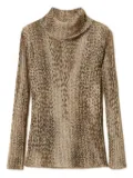 TWINSET roll-neck leopard-print jumper - Brown