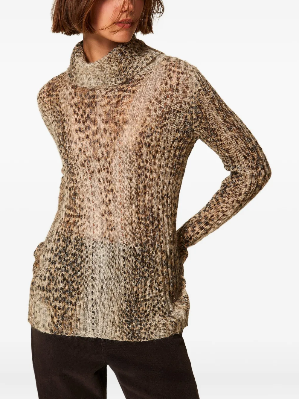 TWINSET roll-neck leopard-print jumper | Knitted Tops | Image 2
