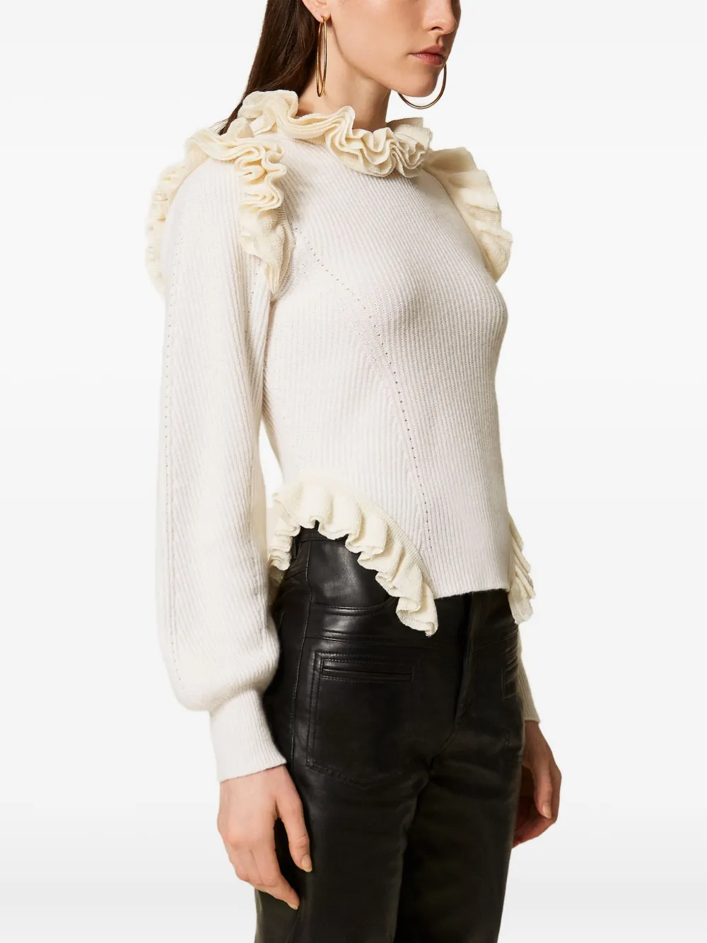 Twinset Ruffled-trim Jumper In Multi