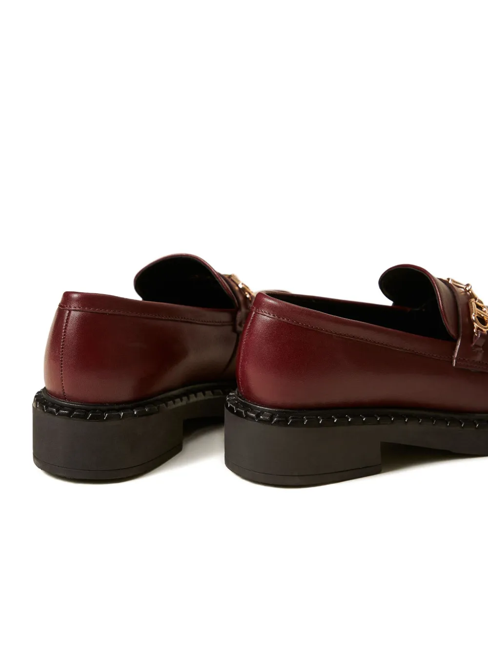 Twinset Horsebit-clasp Leather Loafers In Red