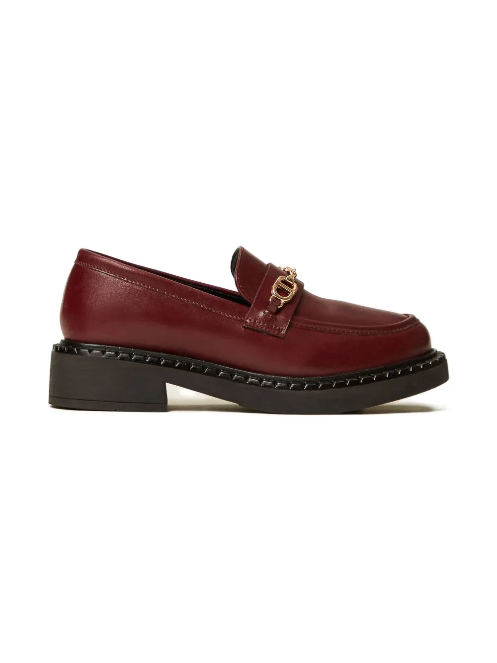 Twinset Horsebit-clasp Leather Loafers In Red