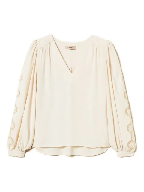 TWINSET embroidered puff-sleeve blouse