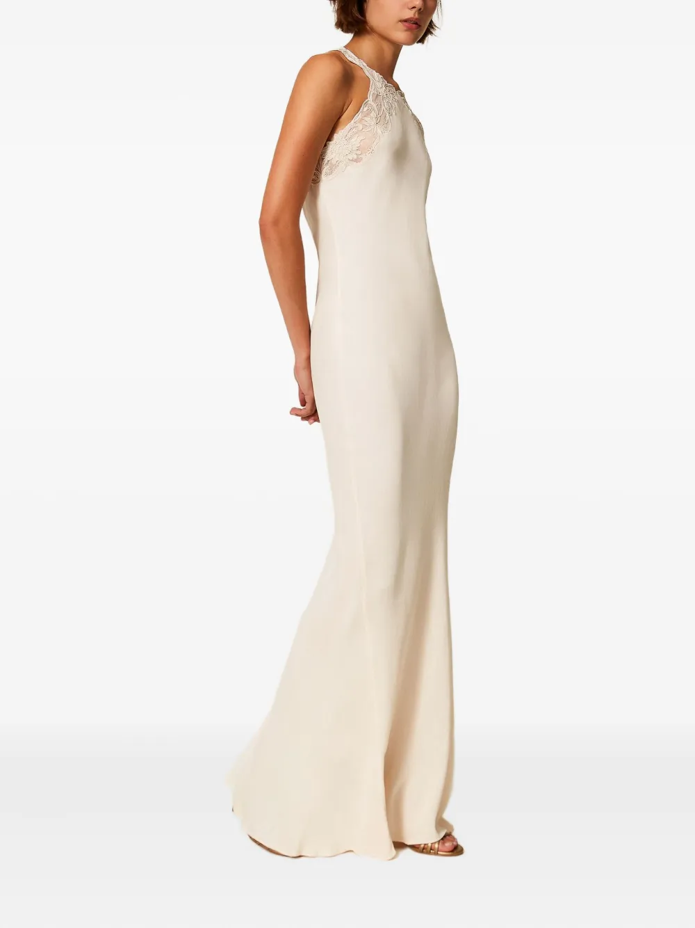 TWINSET Satijnen jurk met kant Wit