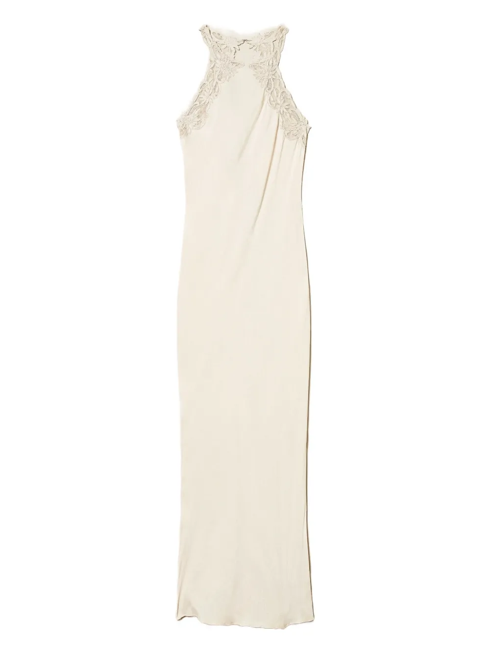 TWINSET lace-embellished satin dress | White | Image 1
