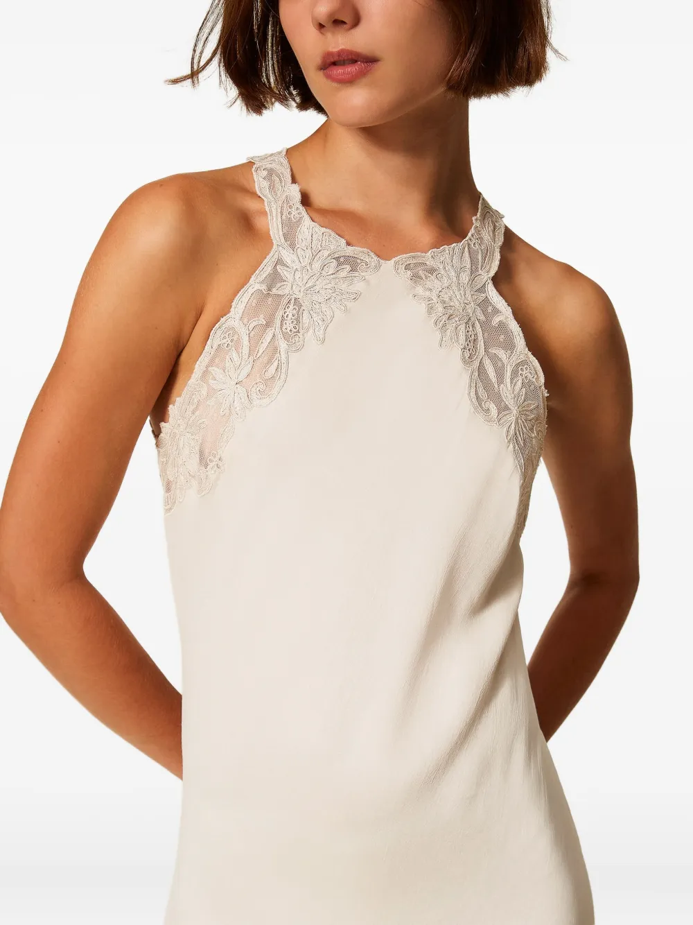 TWINSET Satijnen jurk met kant Wit