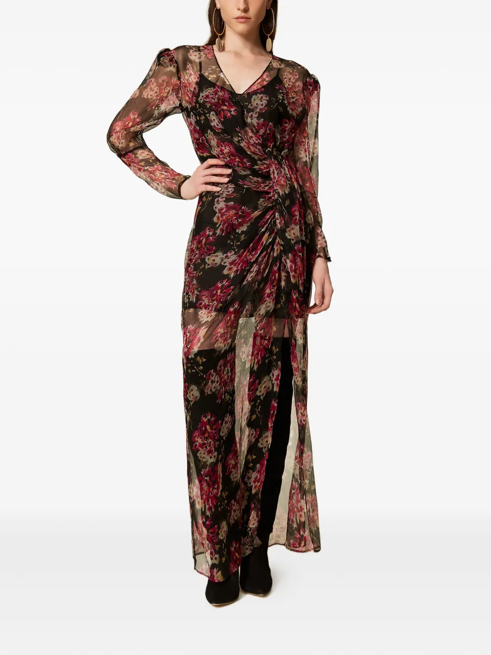 TWINSET Maxi-jurk met bloemenprint - Rood