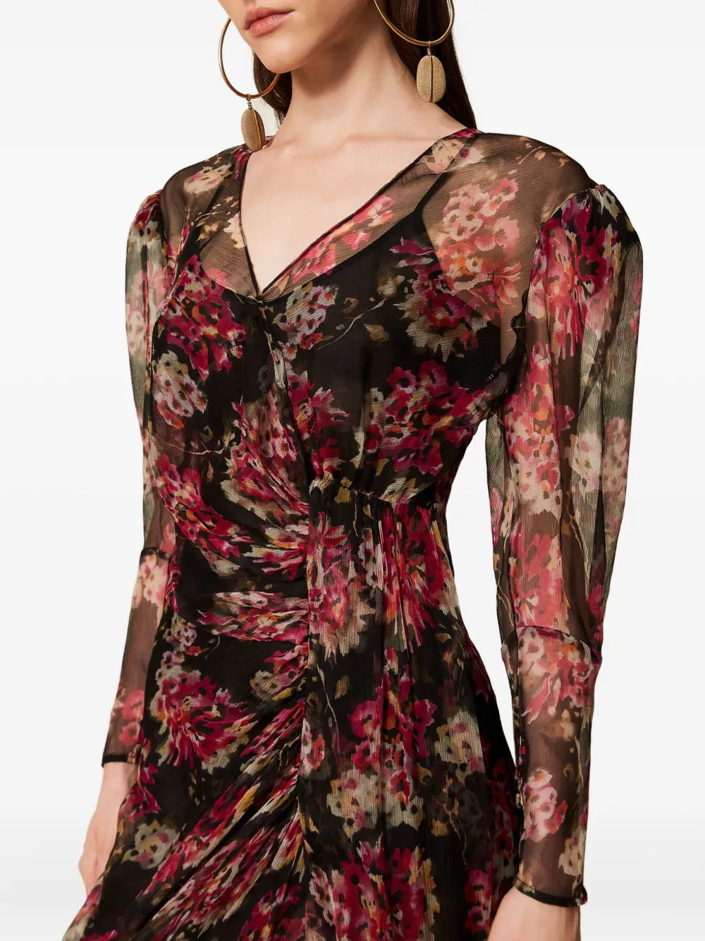TWINSET Maxi-jurk met bloemenprint Rood