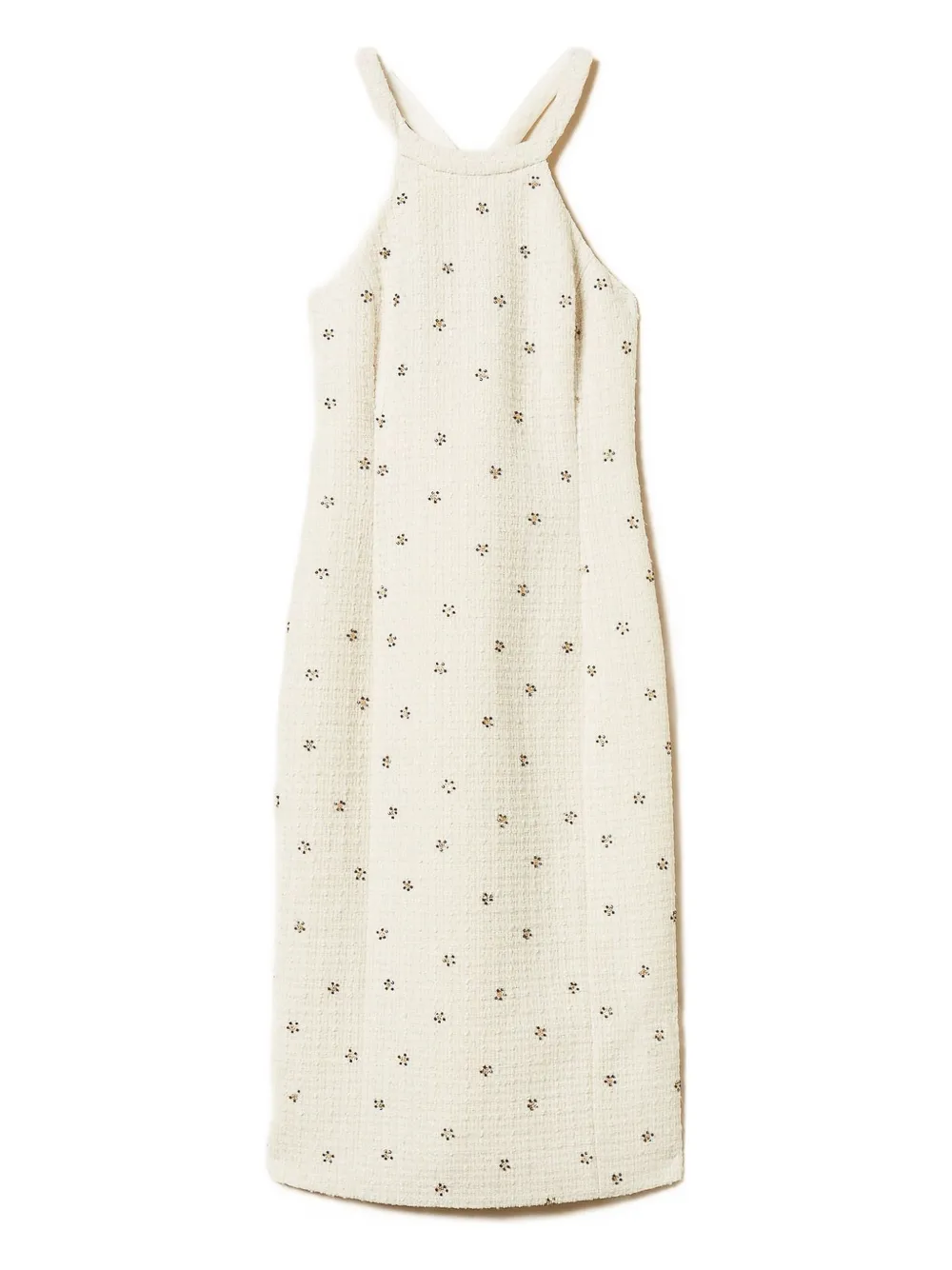TWINSET Abito midi con ricamo floreale - Bianco