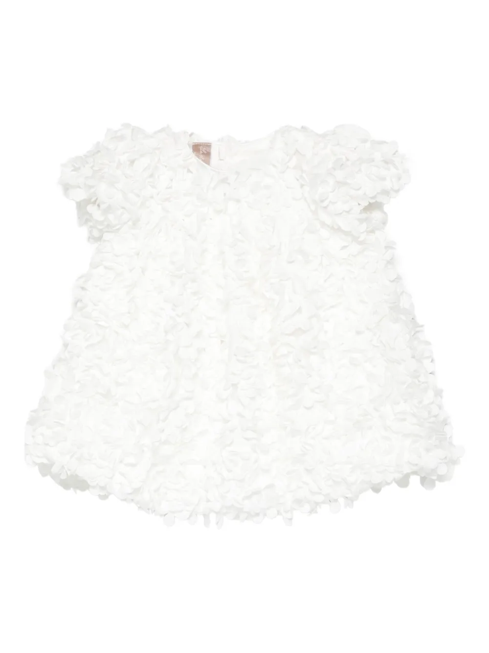 La Stupenderia petal-textured short-sleeve dress Wit