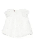 La Stupenderia petal-textured short-sleeve dress - White