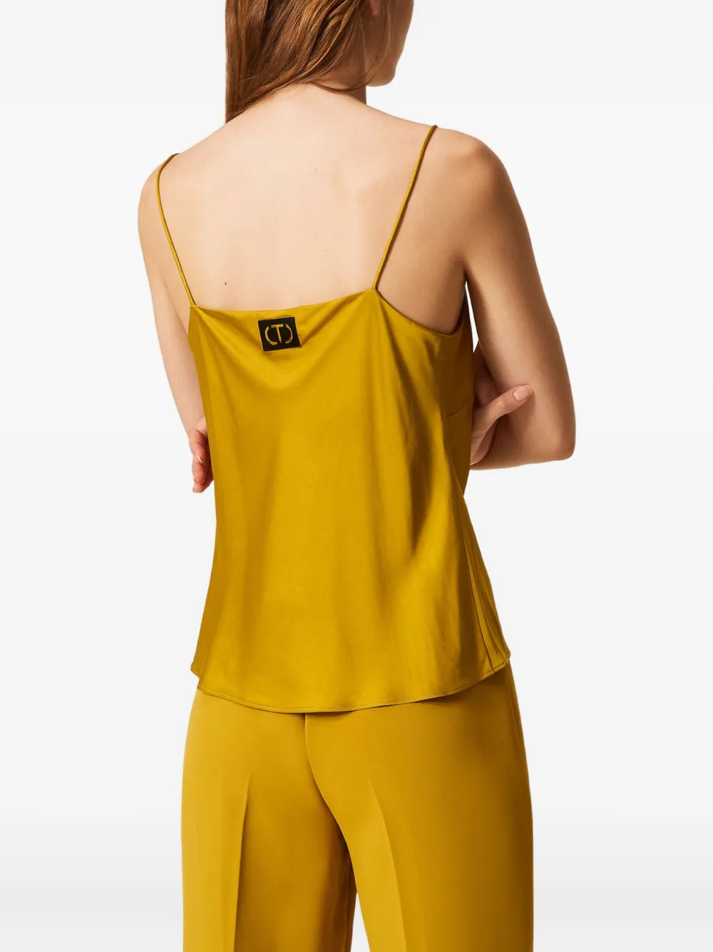 TWINSET Top met afwerking van kant Geel