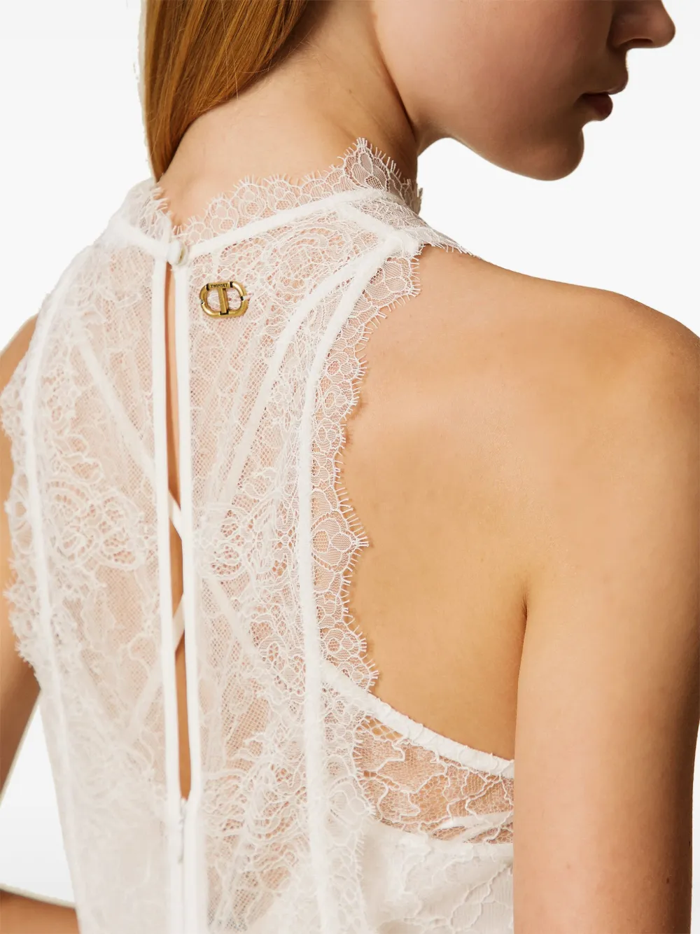 TWINSET Maxi-jurk met kant Wit