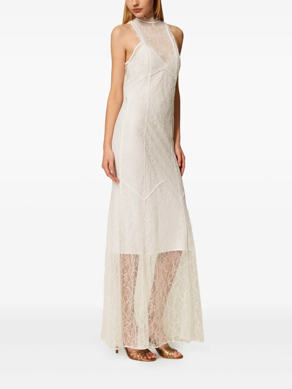 TWINSET Maxi-jurk met kant Wit