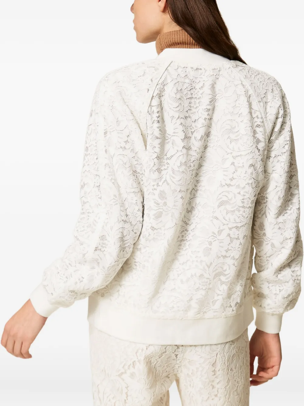 TWINSET Kanten sweater met rits Wit