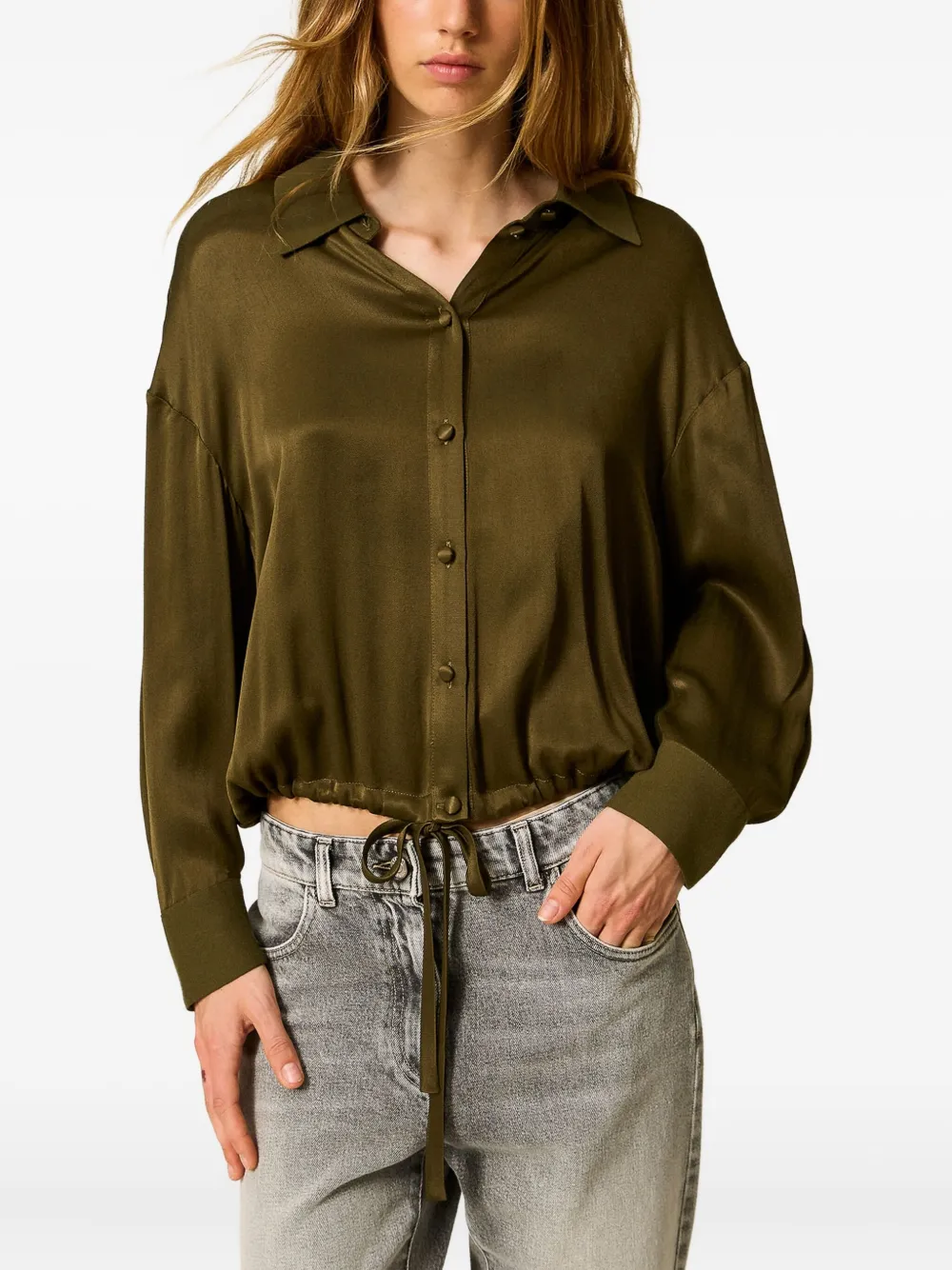 TWINSET Blouse met trekkoord Groen
