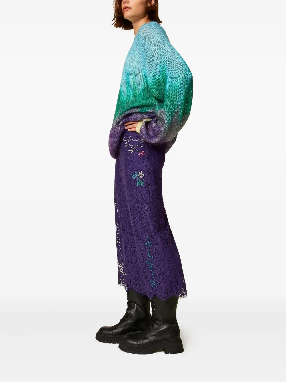 TWINSET Midi-rok met kant Paars