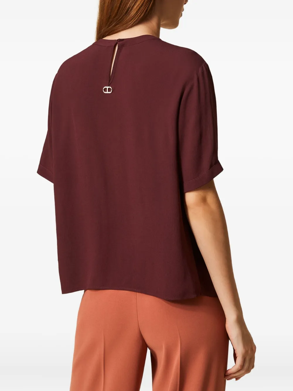 TWINSET Blouse met keyhole hals en korte mouwen Rood