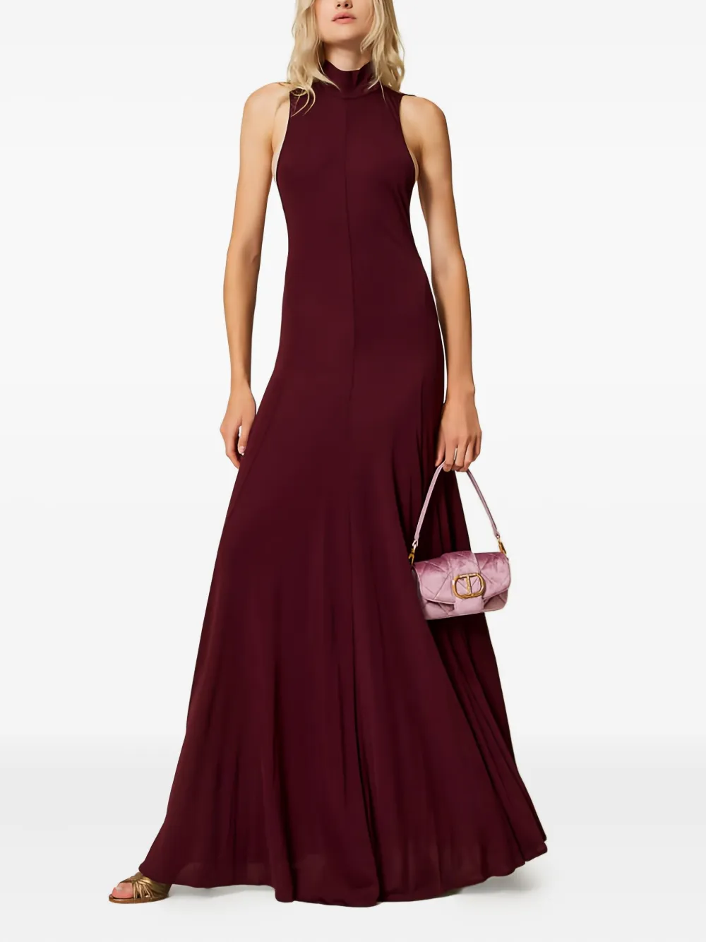 TWINSET halterneck crêpe gown | Purple | Image 1