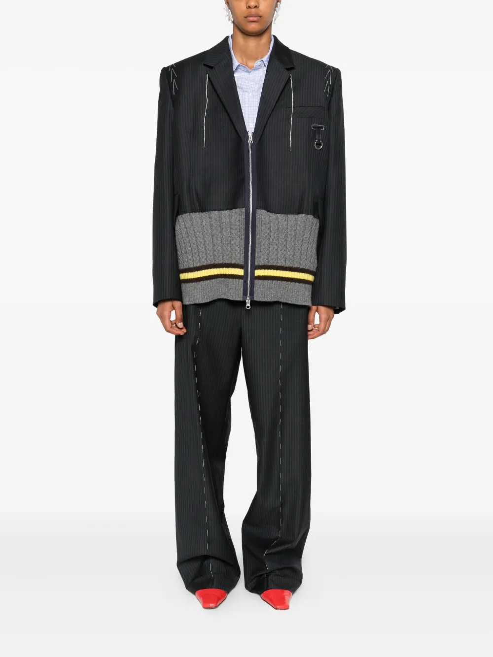Sonia Carrasco Full-zip Panelled Wool Jacket In Multi
