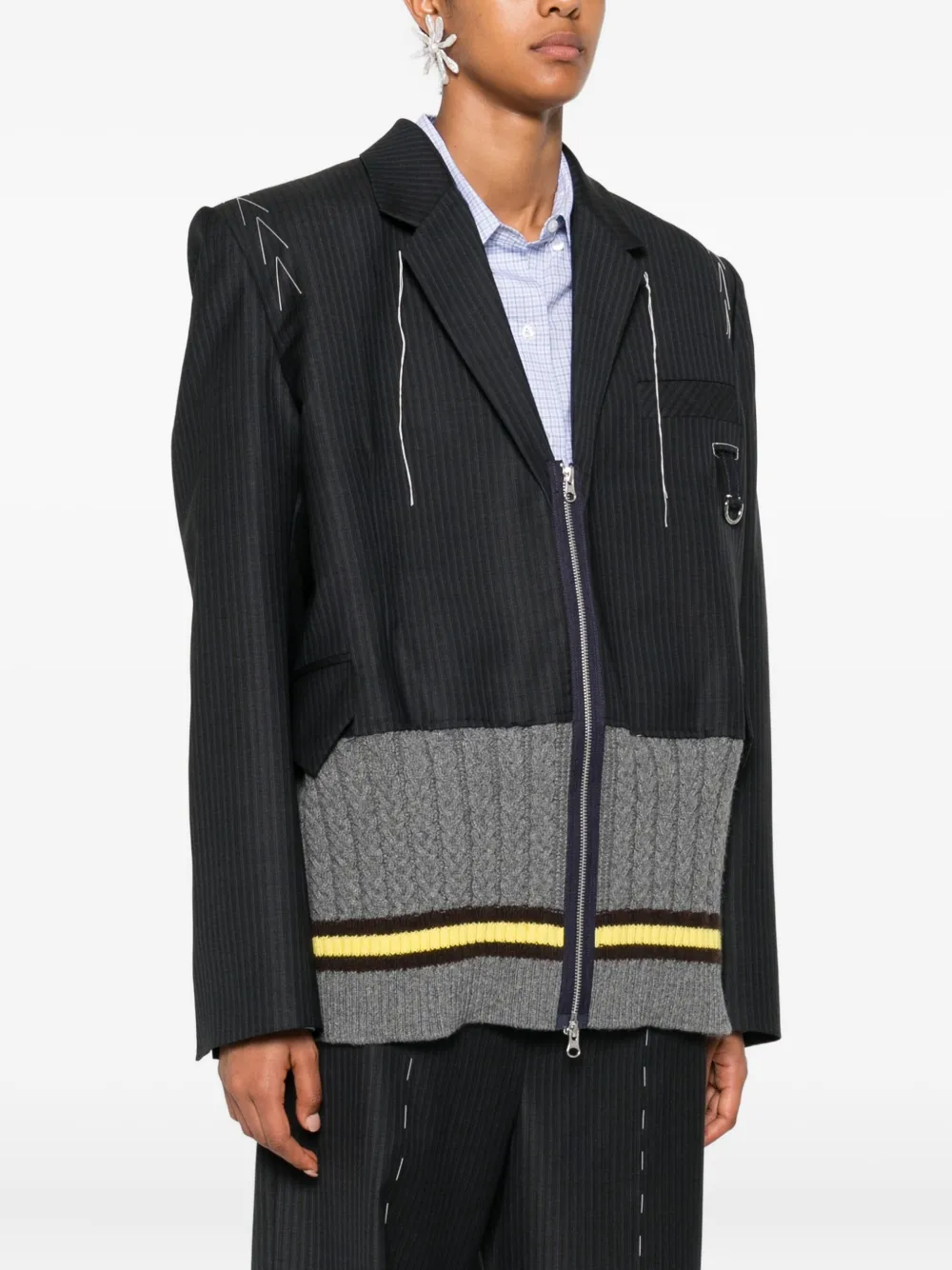 Sonia Carrasco Full-zip Panelled Wool Jacket In Multi