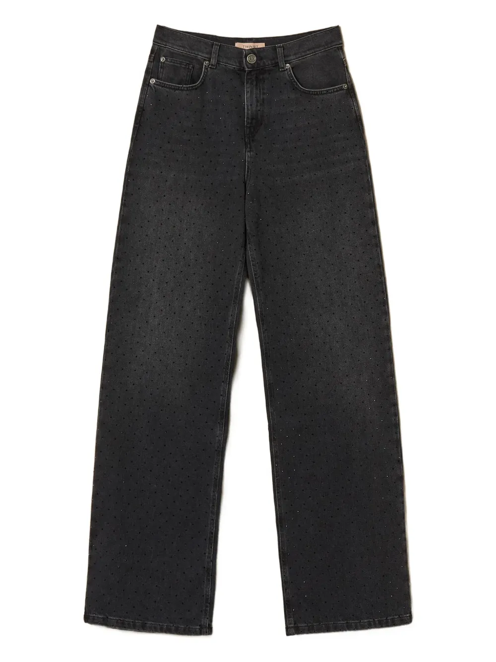 Twinset Five-pocket Rhinestone Jeans In Black