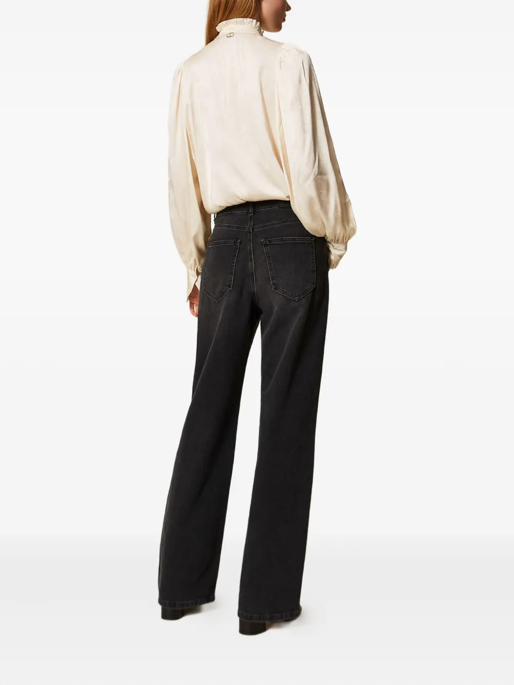 Twinset Five-pocket Rhinestone Jeans In Black