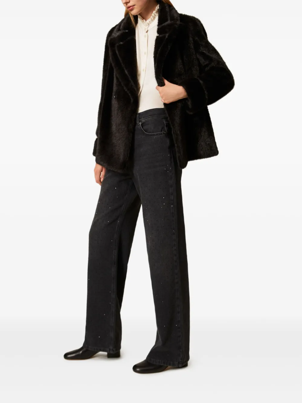 TWINSET Jeans met vijf zakken en stras Zwart