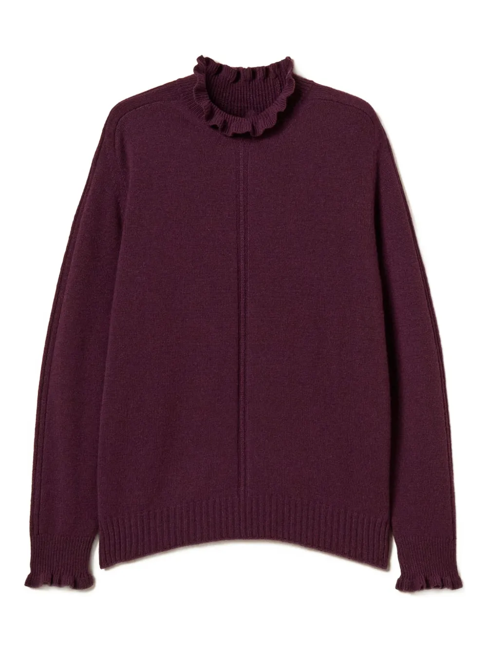 Twinset Ruffled-neck Sweater In Purple