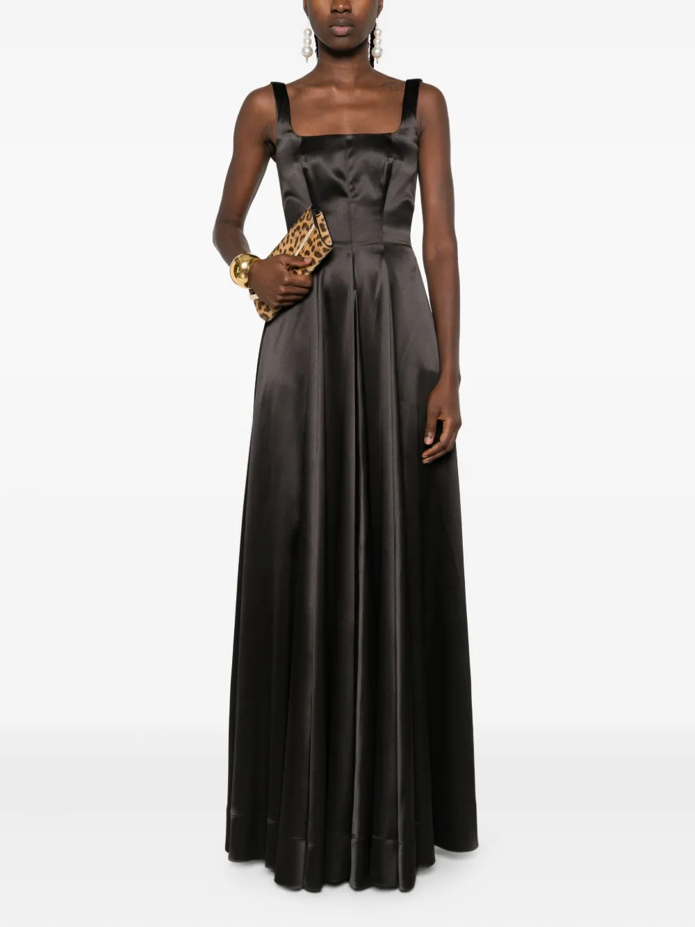 Roserry Square-neckline Maxi Dress In Black