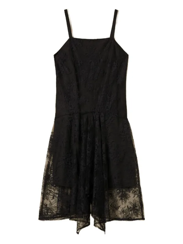 Twinset Lace Overlay Midi Dress - Black Twinset Lace Overlay Midi Dress - Black