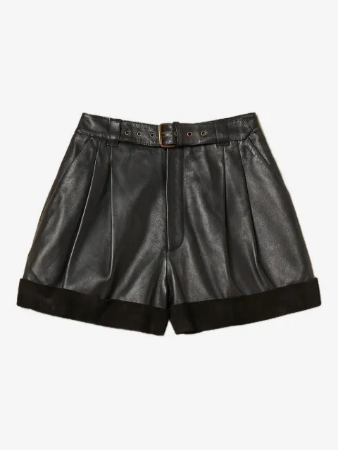 TWINSET pleated belted leather shorts
