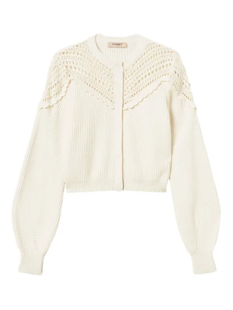 TWINSET crochet-detail ribbed cardigan